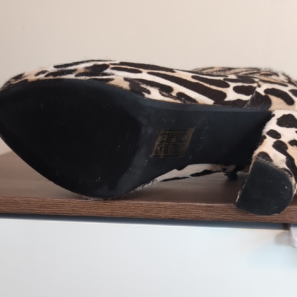 Aldo Calf Hair Leather Leopard Print Ankle Boots Size 9 - Picture 9 of 11